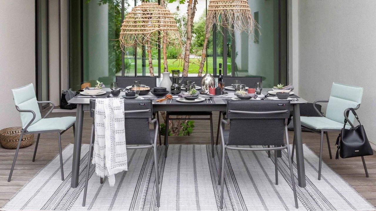 Comedor Exterior Mesa Set 10 Sillas Jardin Alberca