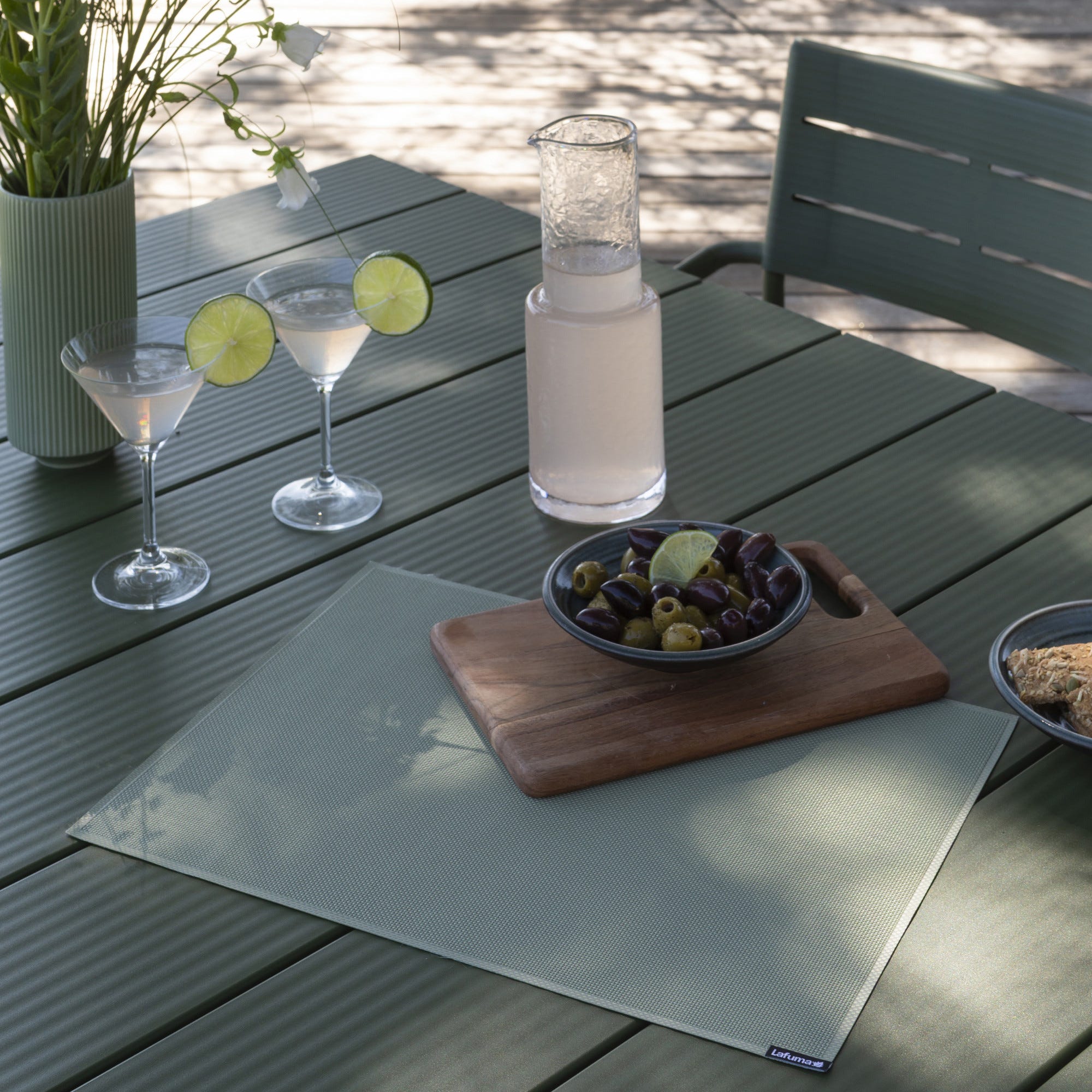 Mesa de jardín extensible 8 a 10 personas - Oron - Lattes Aluminium - Verde Moss